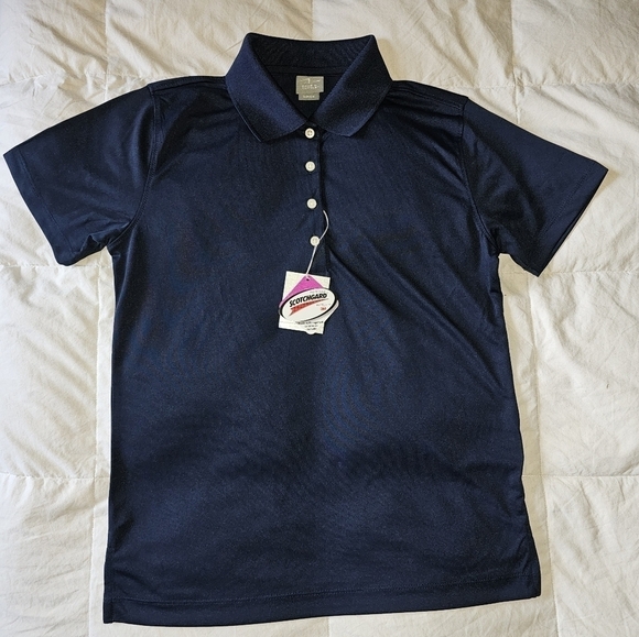 NWT Page & Tuttle Womens Navy Blue Short Sleeve Polo Performance Shirt Small - Picture 1 of 7